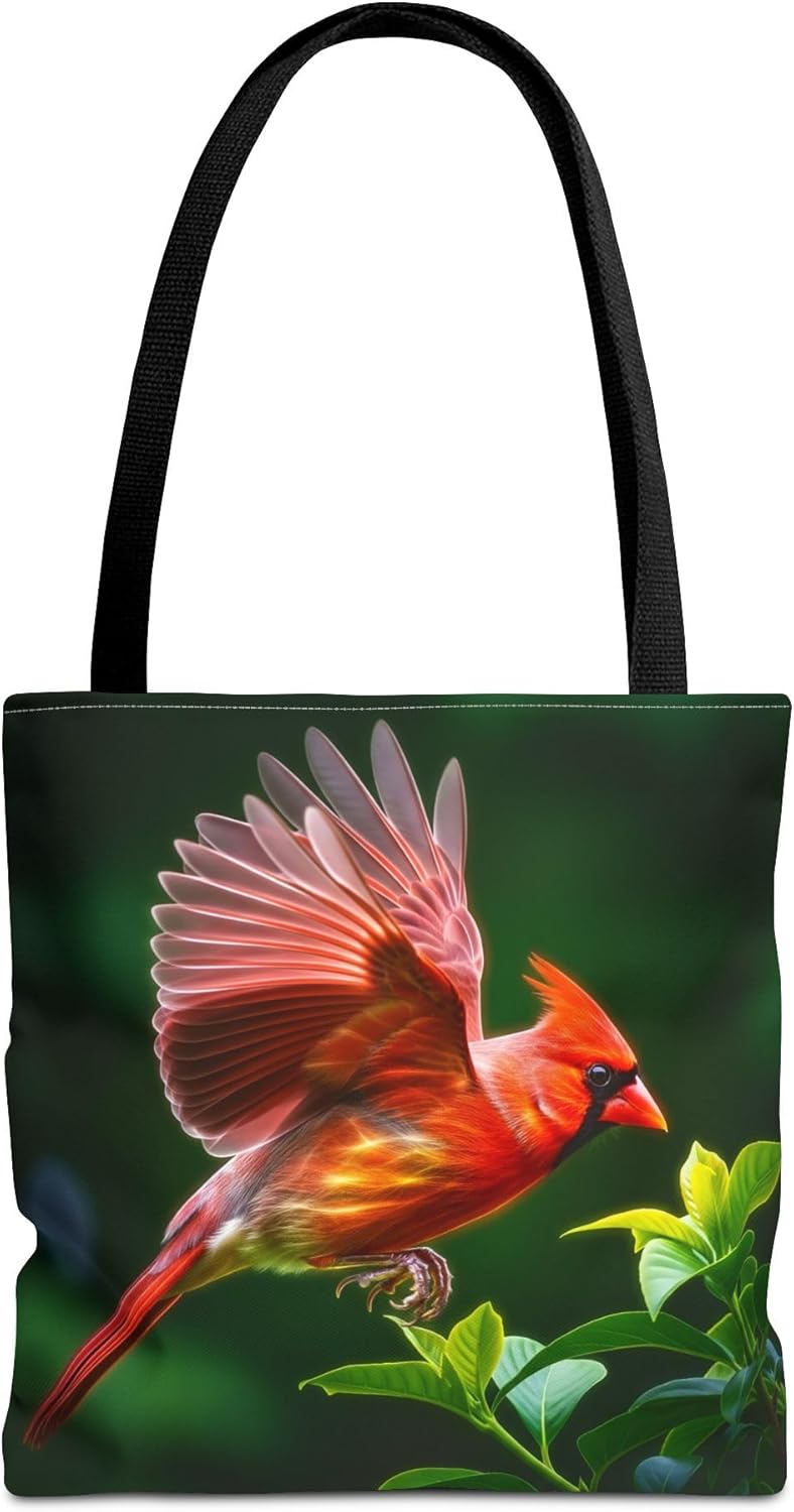 Premium Tote Bag with Reinforced Stitching - Cardinal Glowing in Prismatic Reds and Golds