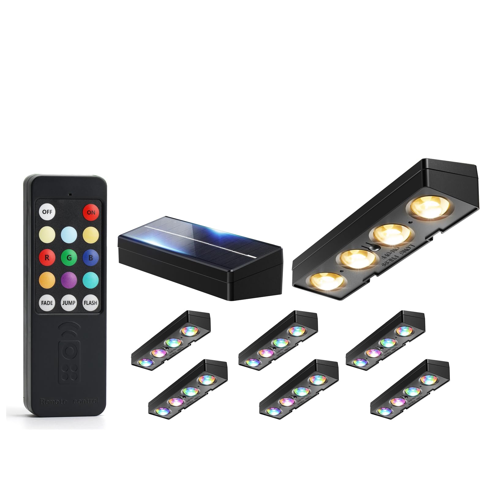 Photo 1 of JOFIOS Solar Fence Lights, 8 Pack, Black, Remote Controlled