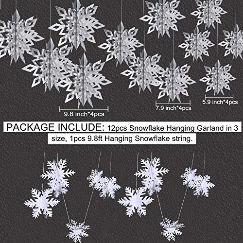 Image of Snowflake Decorations, Paper Christmas Hanging Decor Indoor, Silver, 14-Pc