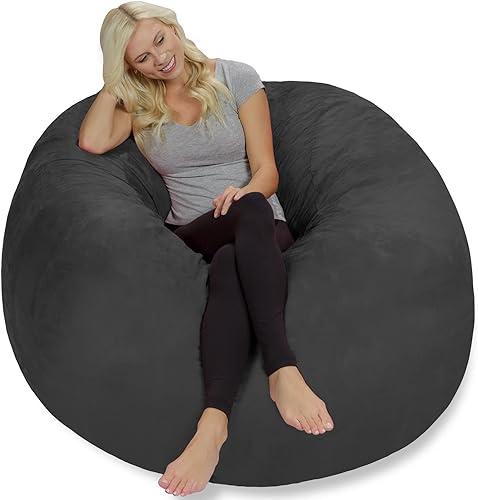 Miniatura 2 de Chill Sack Bean Bag Chair: Giant 5' Memory Foam Furniture Bean Bag - Sofá grande con cubierta de microfibra suave - Gris Micro Suede - Gris,Micro