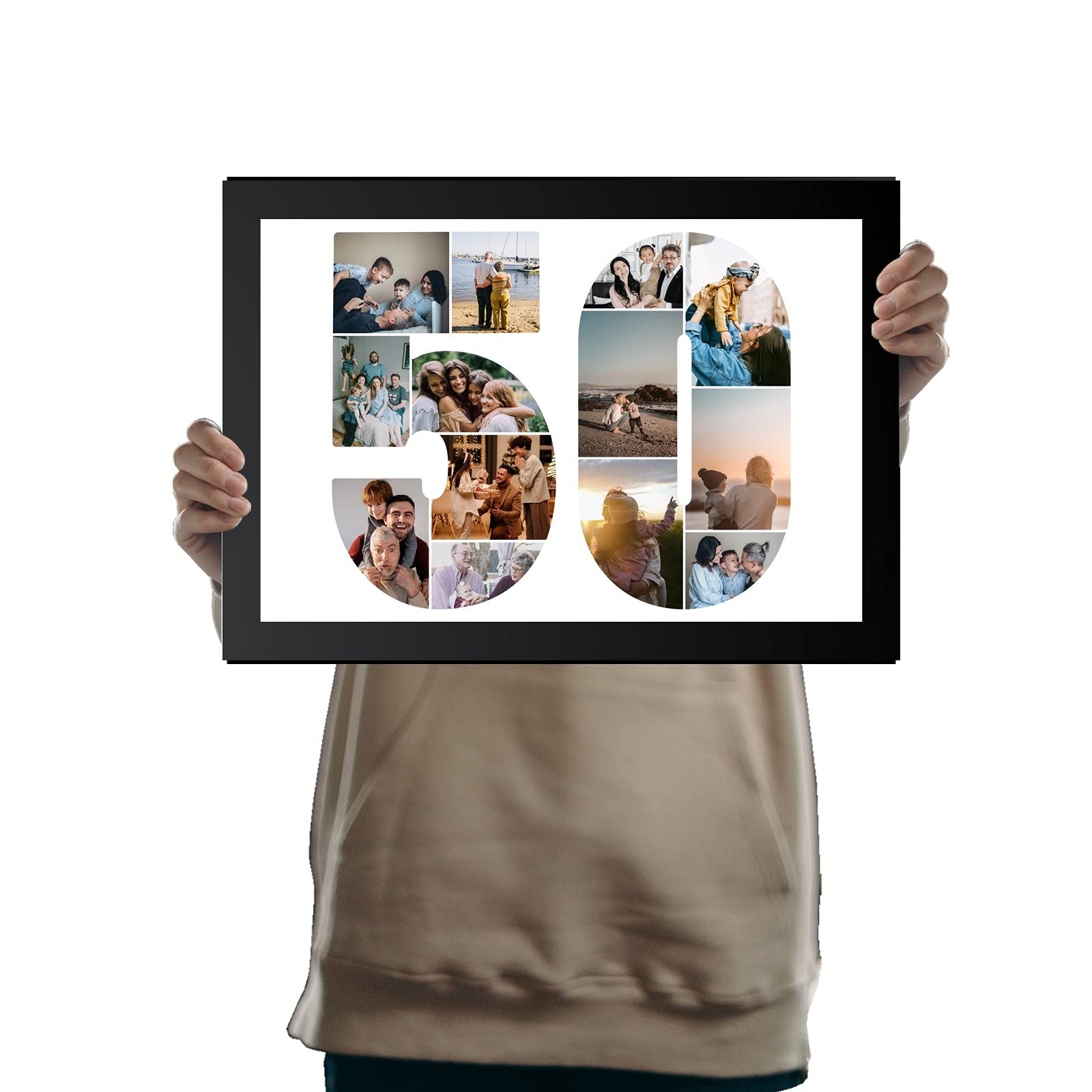 You Personalise 50th Birthday Personalised Photo Collage Framed Black A4
