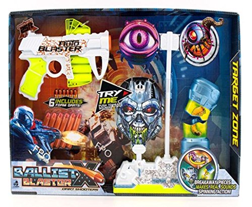 Mamatoy MMA56000  Mamatoy Targetzone X  ¡Una pistola que dispara dardos, con luces y sonidos realistas! ¡Incluye 3 objetivos!