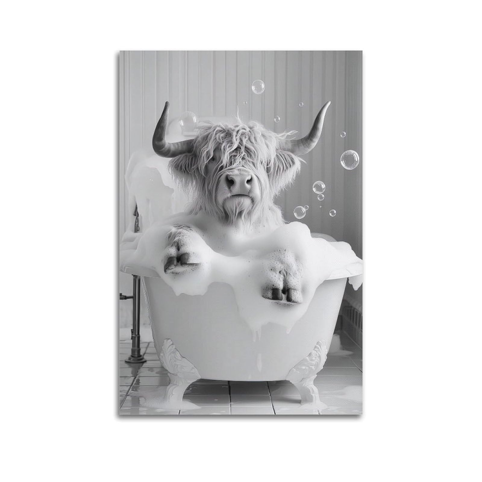 ESTE Highland Cow Bathroom Funny Artwork Poster Decorative Painting Canvas Modern Art Picture 24x36inch(60x90cm)