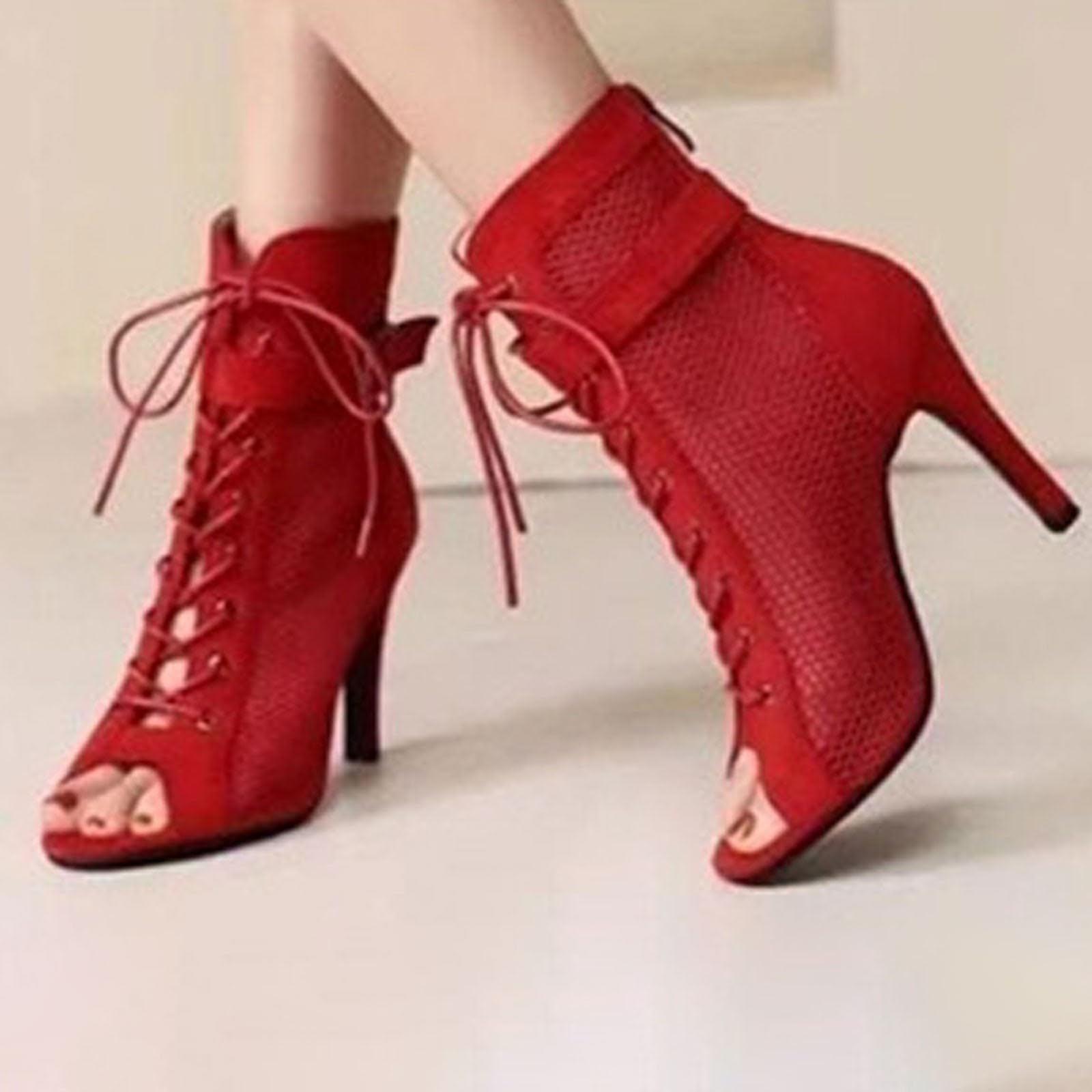 Scarpe Heels Dance Tacco Alto Donna Stivali da Ballo Latino Americano Stivaletti Tacchi a Spillo Punta Aperta Boots in Rete Comode Eleganti Danza Latina Bachata Pratica Scarpette Party da Sala