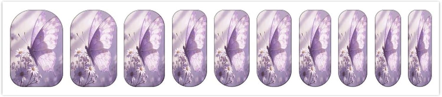 Butterfly Modest FloralSummer Nail Stickers Nail Strips | Nail Art Stickers of 10 sets with decorate fingernails,toenails,artificial nails Full Cover Easy On-Off Non-Damaging