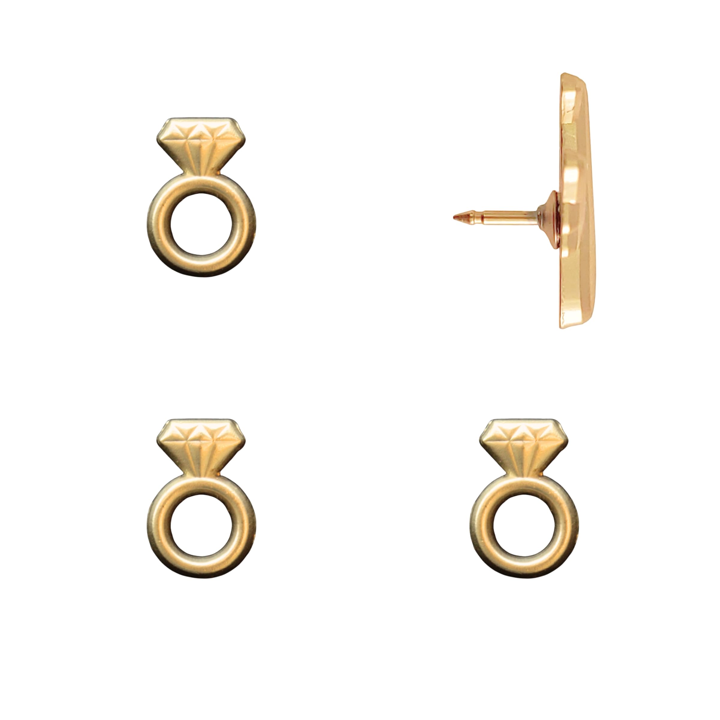 Engagement Ring Push Pins - Gold Diamond Ring Map Pins for Cork Boards, Maps, or Lapel Use - Designed in USA - Set of 4