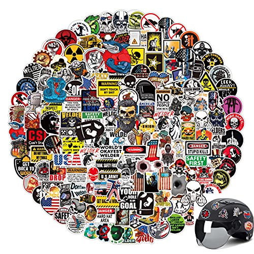 Hard Hat Stickers, 155 Pcs Funny Sticker Decals for Tool Box Helmet Hood Hardhat, gifts for Teens Adult Essential Worker Welder Construction Union Military Oilfield Electrician