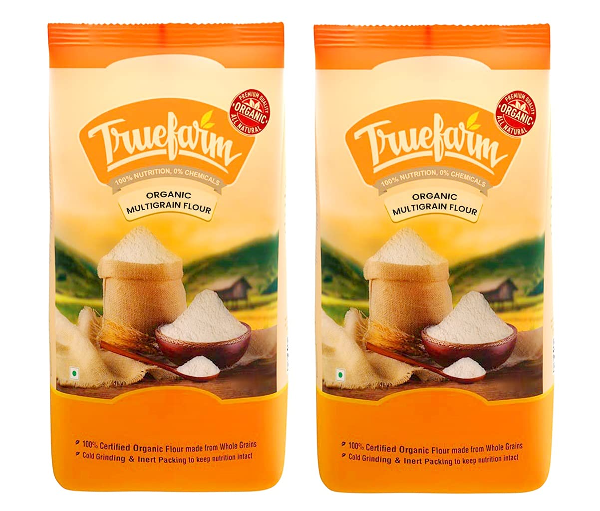 Truefarm | Organic Multigrain Flour 2kg (Pack of 2 x 1Kg) | Multimillets Atta | High Fibre | Low Carbs | USDA Approved | Contains Multimillets | Organic Multigrain Atta (B09FZ74HMD) Amazon Price History, Amazon Price Tracker