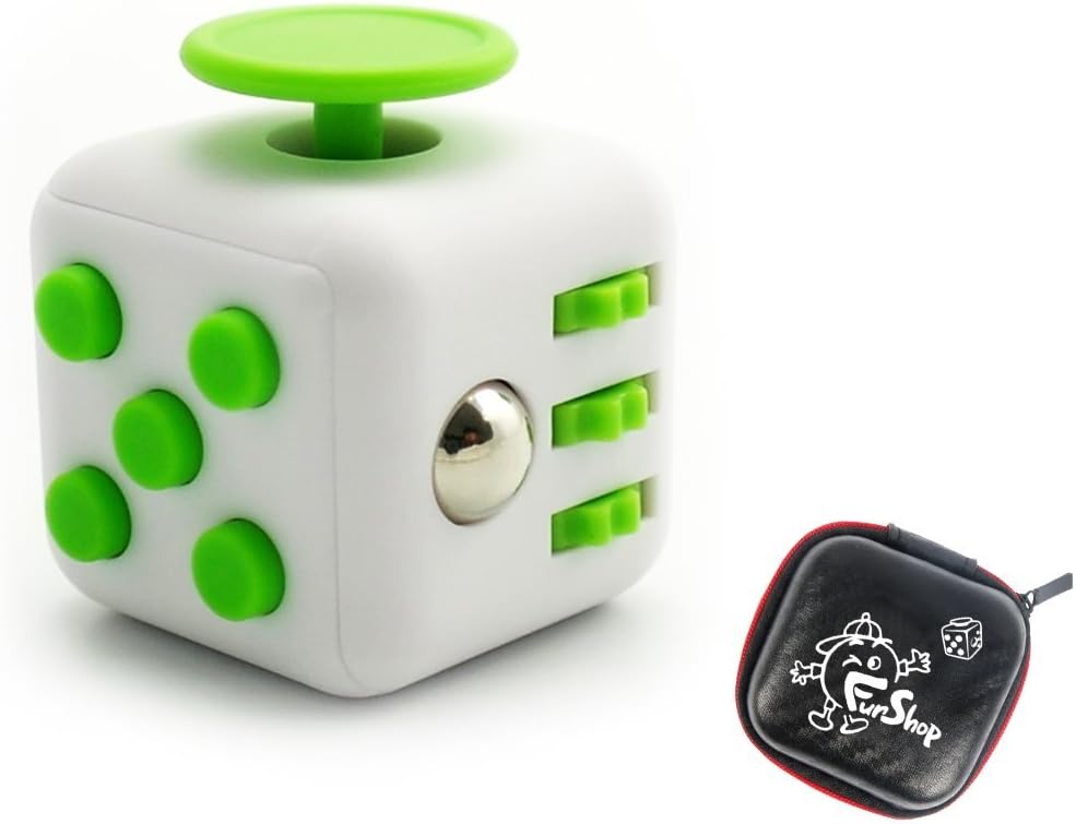 Muggle Shop Fun Cube Relieves Stress and Anxiety Fidget Toy for Children and Adults, White/Green