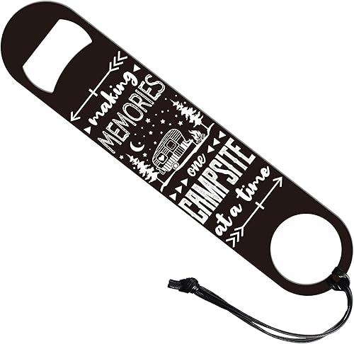 Miniatura 1 de GLOBLELAND Camping Art - Abrebotellas de acero inoxidable con cordón de piel sintética, abrebotellas de cerveza, abridor de botellas plano, barra