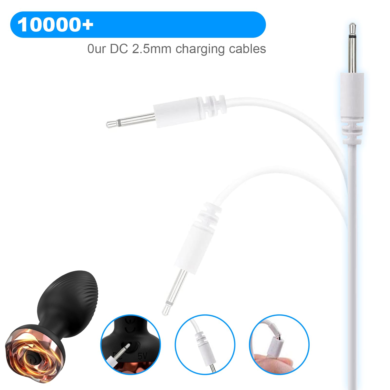 DOY USB Cavo di Ricarica CC 2.5mm Cavo Caricabatterie CC di USB Ricambio per Ricarica per Giocattoli 【1 pezzi Cavi USB+Regalo Giocattoli per Adulti】 (Black)