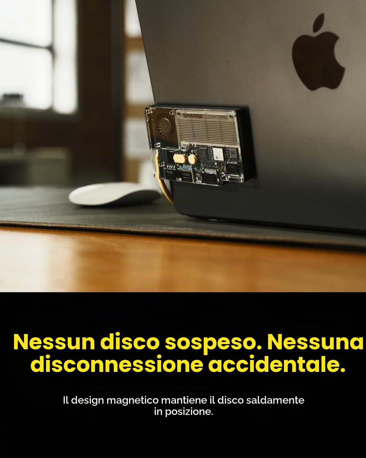 sharge Disk Pro SSD portatile da con raffreddamento attivo, hub a con HDMI 2.1, cavo USB-C 10 Gbps, SSD esterno magnetico per MacBook, PC, PS5, Steam Deck