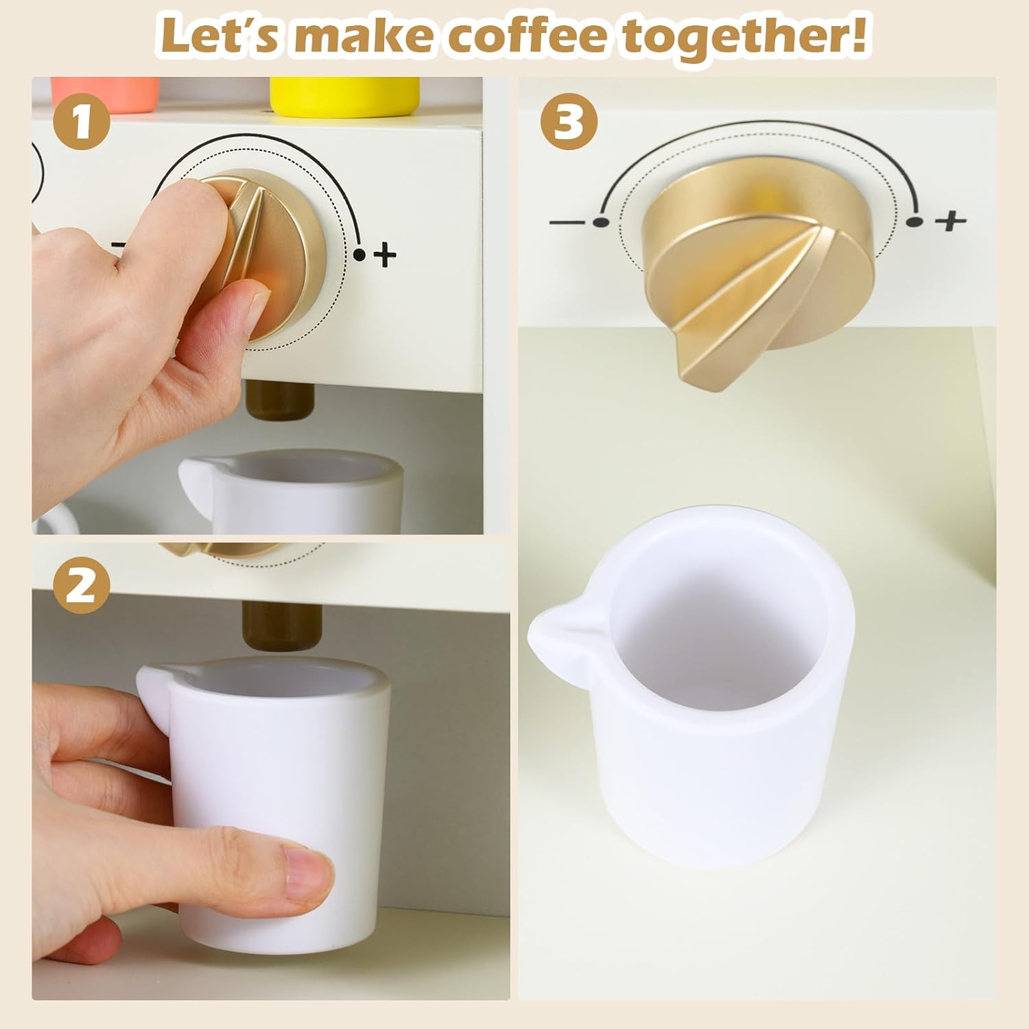 INFANS Kids Kitchen Playset, Wooden Pretend Play Kitchen with Realistic Light Sound, Toddler Cooking Toy for Boys Girls Aged 3+ (Beige)