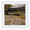 3dRose USA, Maine, Bethel. Newry Covered Bridge Over River in Autumn. 12x12 inch Quilt Square #1