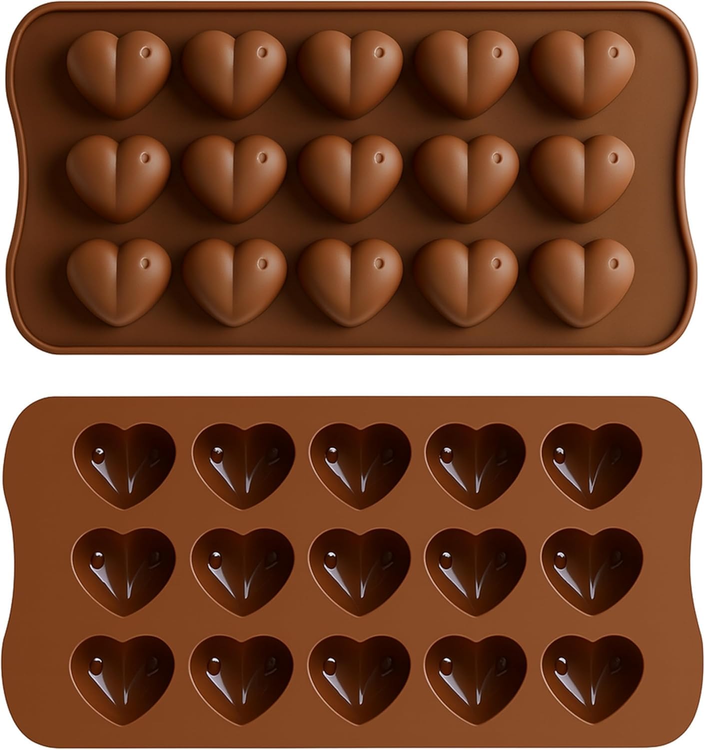 Heart Silicone Mould – Non-Stick Reusable Silicone Mould for Chocolate, Jelly, Candy & Wax Melts – Valentine Day - 15 Heart Moulds for Homemade Sweets