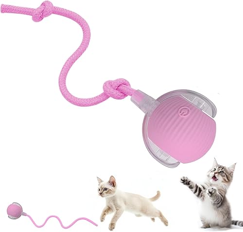 Miniatura 1 de Pelota interactiva de juguete para perros y gatos juego de mascotas inteligente con movimiento automático para interiores con luz LED y cola para