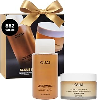 OUAI Scrub It All A-OUAI Holiday Hair Care Kit - Clarifying Shampoo & Exfoliating Body Scrub Duo - Hair Care Set with Detox Shampoo & Travel Size Body Scrub (2 Count)