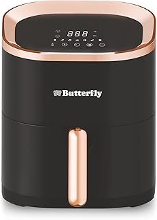 Butterfly Magnum Digital Air Fryer 4.5L, 1200W | 360° High Speed Air Circulation Technology | Low Fat Cooking | 7 Preset Menu, Removable Non Stick Coating Basket | Digital Touch Display Panel | Black