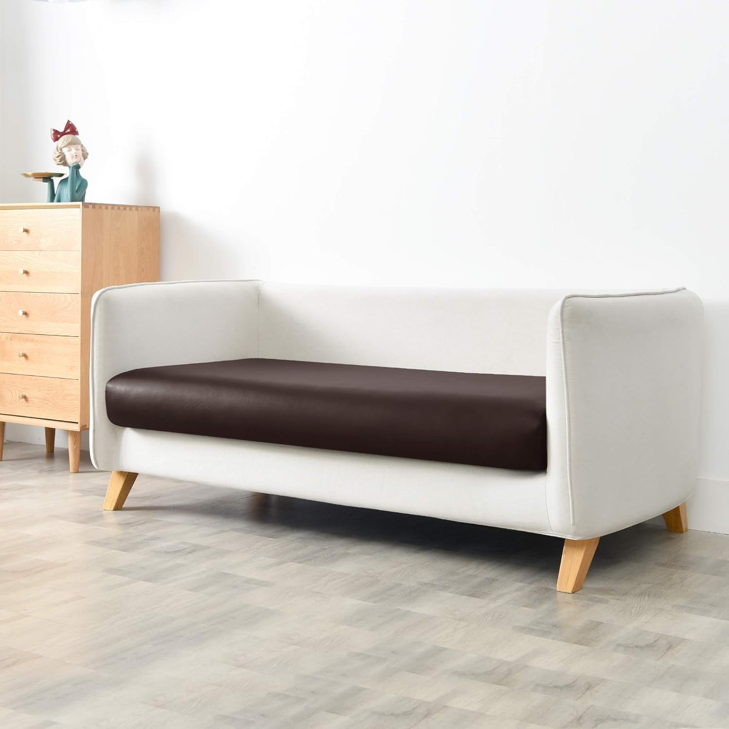 NAMAN Arts Cushion Chair Sofa Foam with PU Leather Cover for Multipurpose Uses Premium Cushions with Stretchy Leather Fabric Cushion Cover – 63”x22”x5” Inches, Foam Density – 33 |Chocolate|-image-28