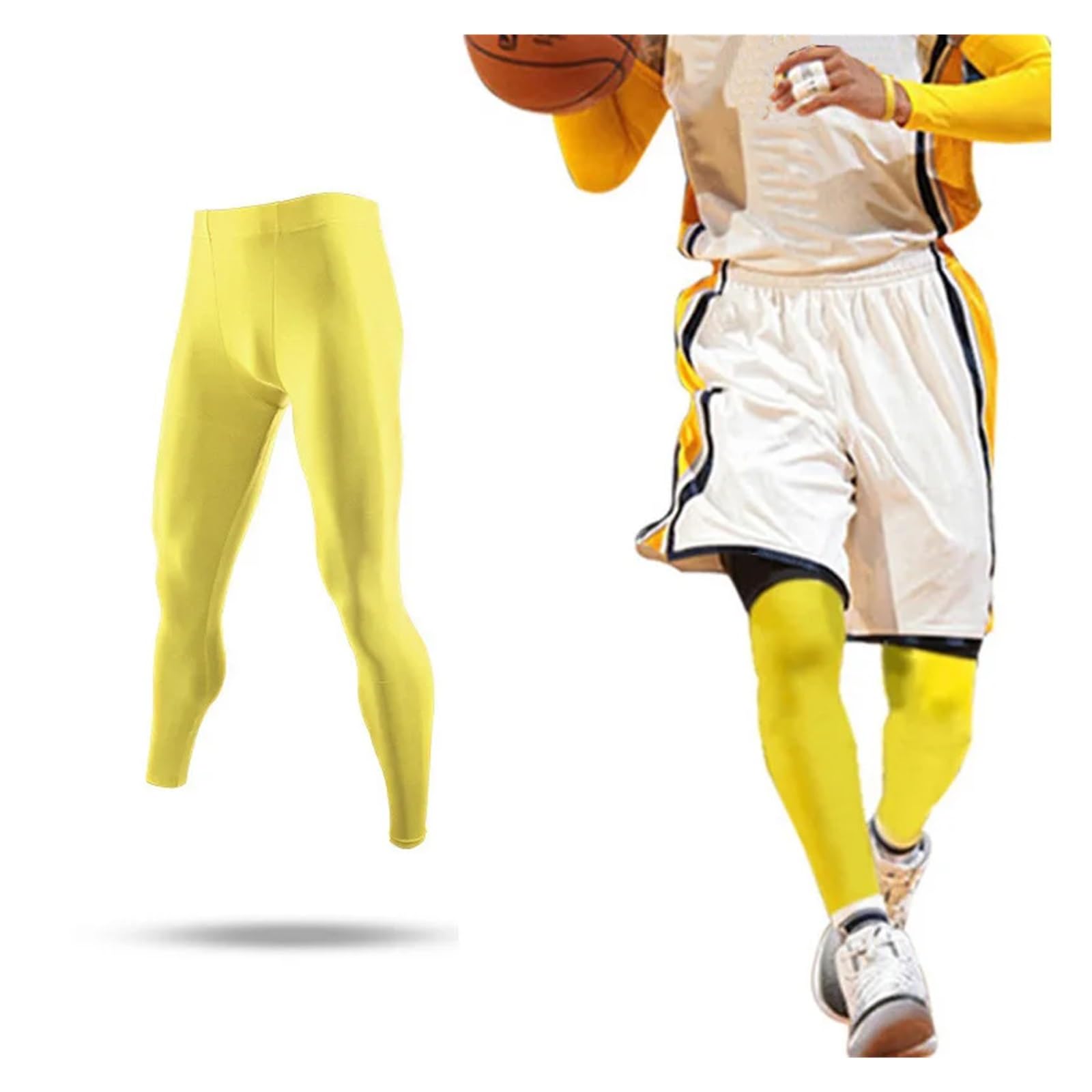 Leggings termici da uomo, per l'inverno, la primavera e l'autunno, pantaloni sportivi da uomo, per basket, calcio, fitness, esercizi, leggings lunghi (arancione)