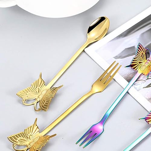 Miniatura 7 de DOITOOL 4 cucharas de café de mariposa de acero inoxidable, cucharas de cóctel para mezclar batidos y cucharas de postre para el hogar, cocina, uso