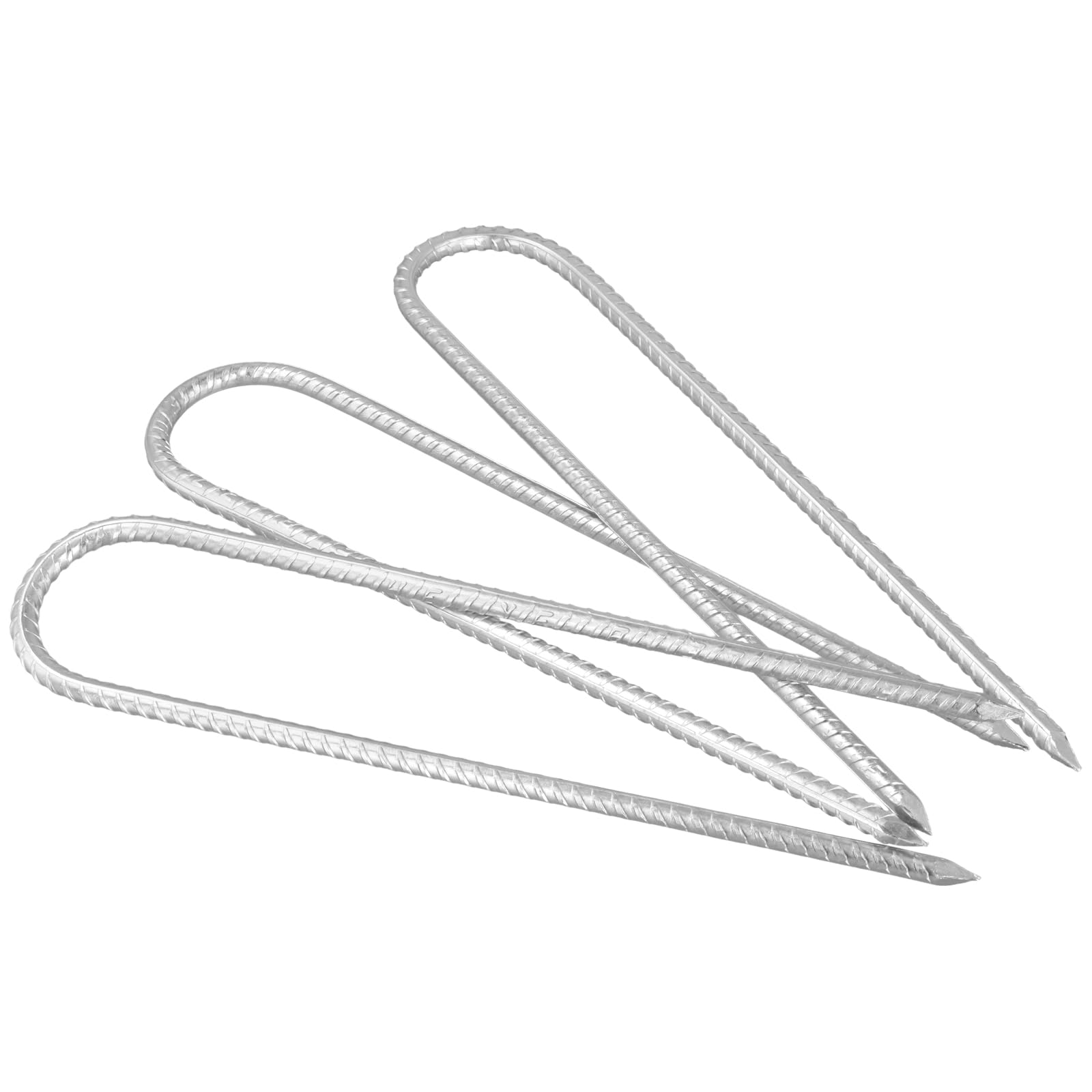 TAICHEUT 20 PCS 12 Inch U Shaped Rebar Stakes, Galvanized Steel Ground Rebar Stakes, Heavy Duty U Shaped Pegs for Garden Camping Tents Trampoline Swing Sets - Image 4