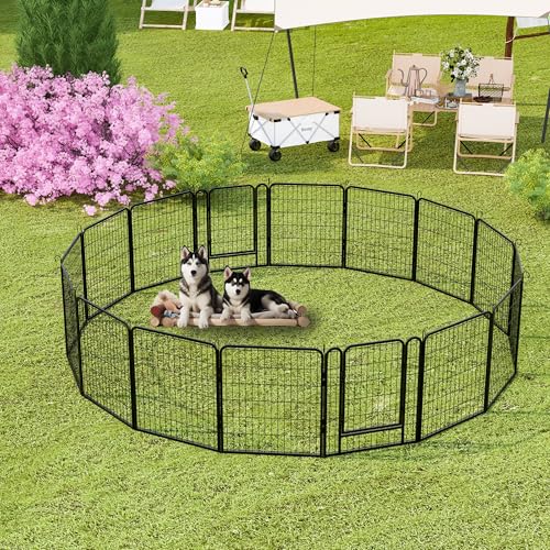 16 Panels Heavy Duty Metal Playpen with Door,31.7" H Dog