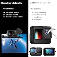 Vista 5 de Kit de accesorios para Gopro Hero 13 12 11 10 9 carcasa impermeable negra funda de silicona protector de pantalla de vidrio paquete para Go pro