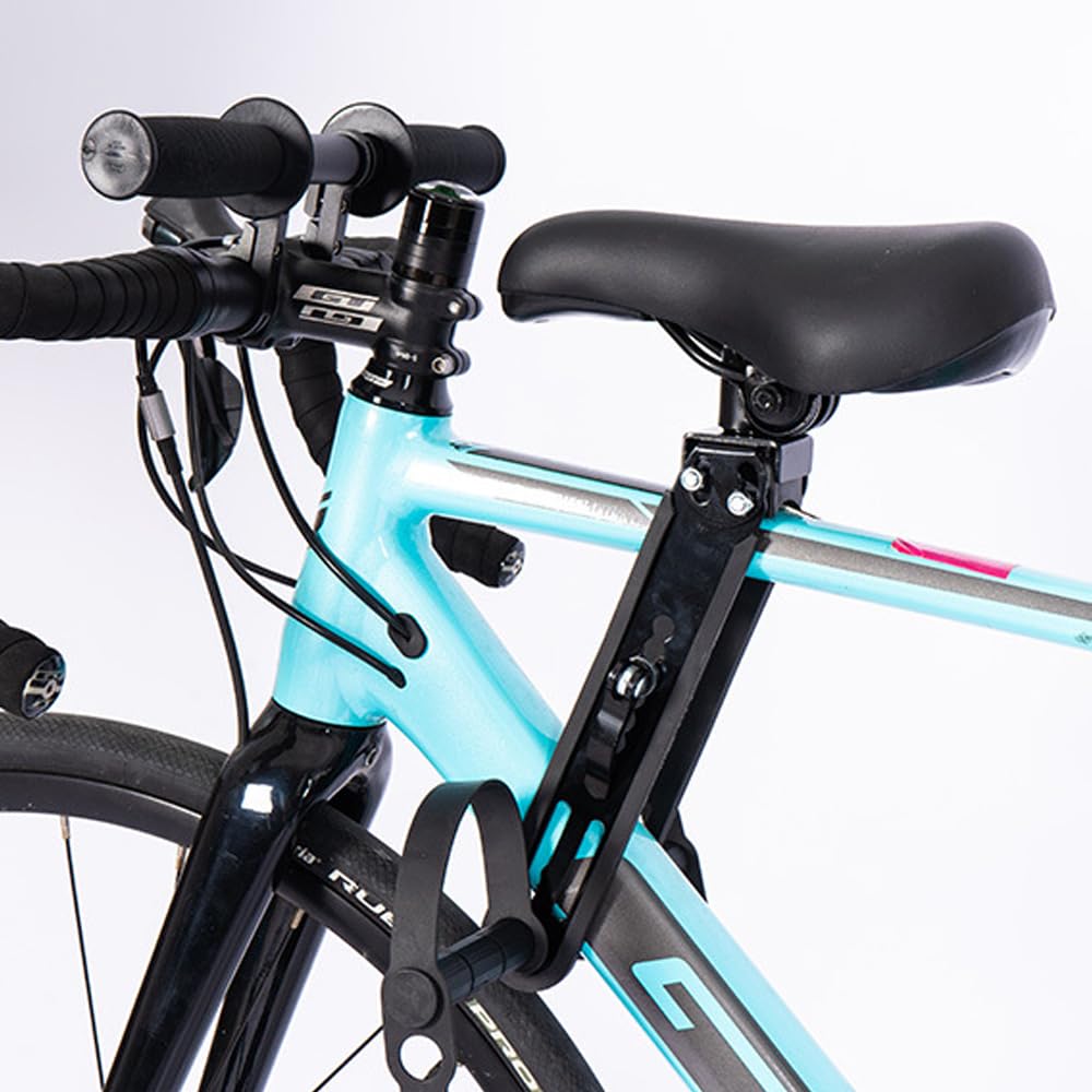 Siège avant et poignée de vélo absorbant les chocs pour enfants - Design en métal et caoutchouc - Accessoire de cyclisme en plein air - Assemblage facile - Noir