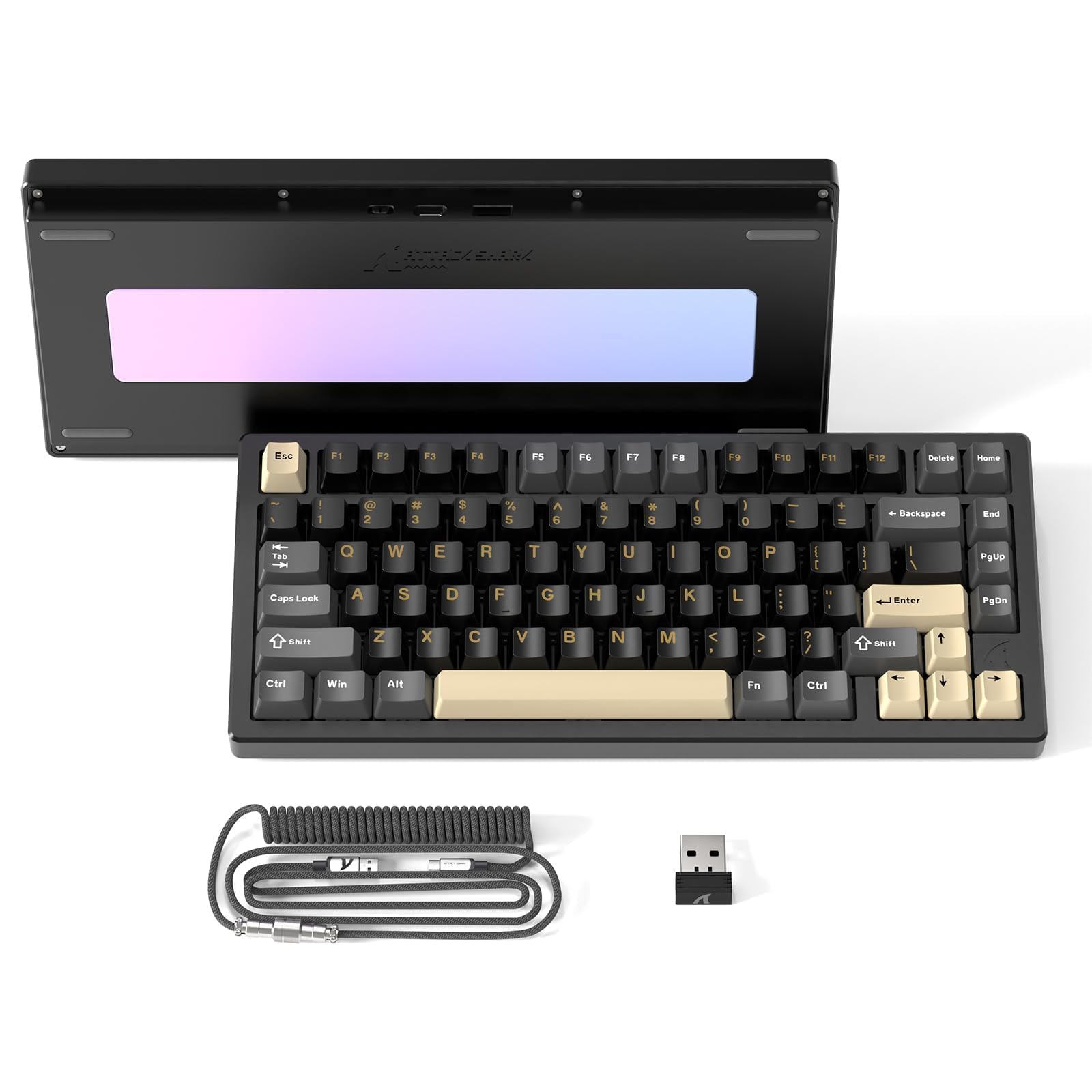 ATTACK SHARK X75 VIA Con Tastiera Meccanica Wireless in Alluminio Completo, BT/2.4GHz/USB-C Cablate, Hot-Swap Interruttori Lineari RGB, Layout 75% QWERTY Con Imbottitura a Cinque Strati -Nero