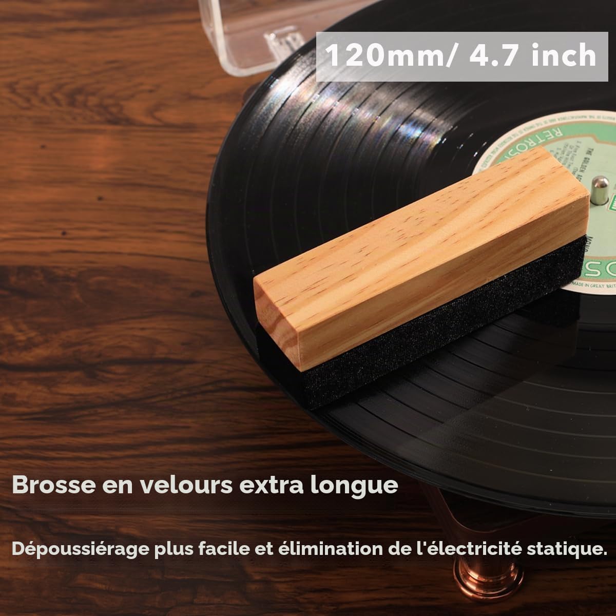 Kit de nettoyage de disques Mopiano | Nettoyant vinyle complet 4-en-1 pour albums | Comprend une brosse en velours doux pour disques vinyles, un liquide nettoyant LP, une brosse à stylet, une brosse