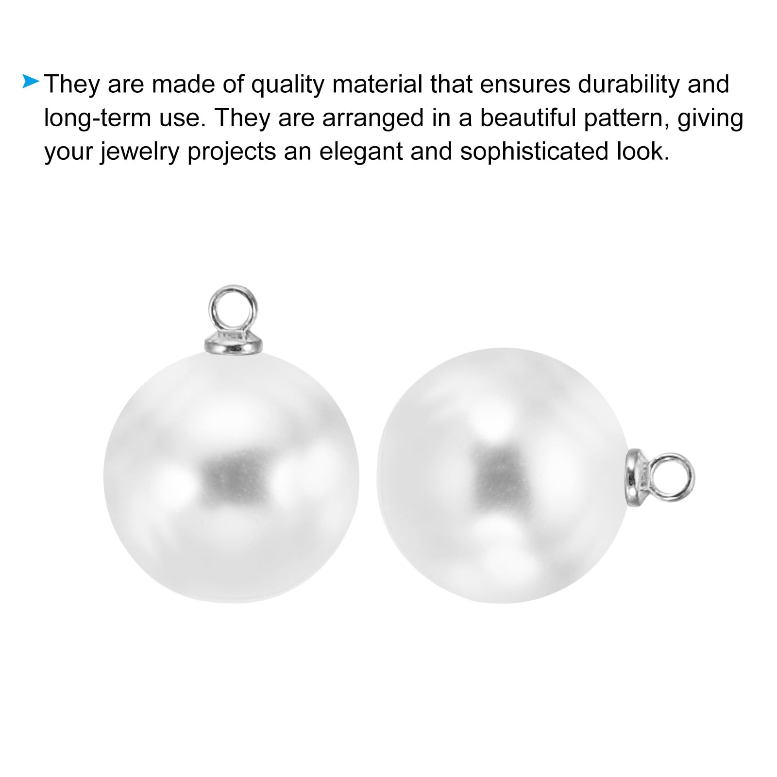 PATIKIL 14mm Pearl Charm, 100pcs Pearl Beads Faux Pearl Pendant Charm Beautiful DIY for Making s s Wedding Crafts Silvery White - Image 4