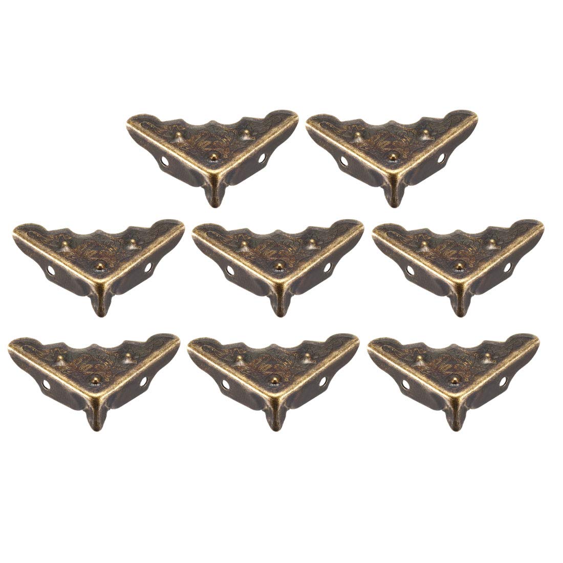 8 Protecteurs De Coin Métal Vintage - Pour Boîtes, Cadres, Meubles Bois - 39x39x8mm