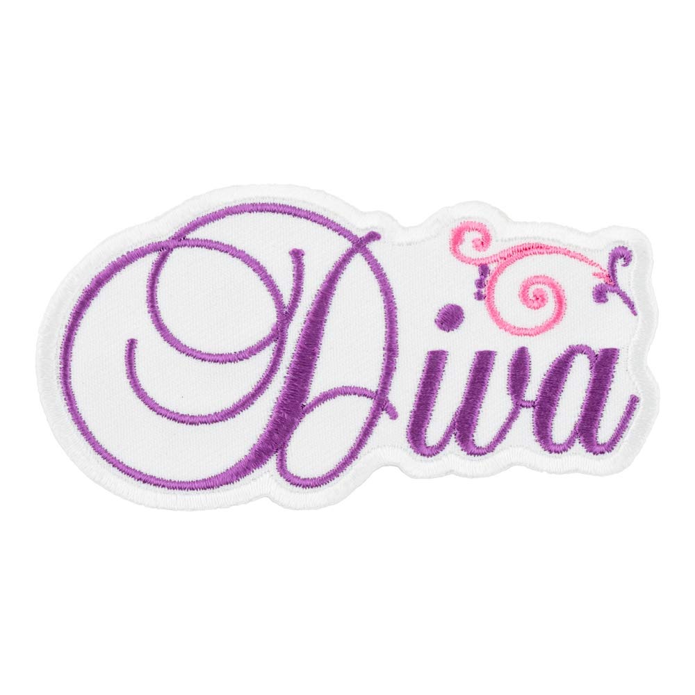 Diva Script White & Purple Patch, Women's Patches