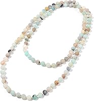 BALIBALI Hand-Knotted Amazonite Beaded Necklace for Women - 108 Mala Beads, 110cm Long Yoga Meditation Jewelry