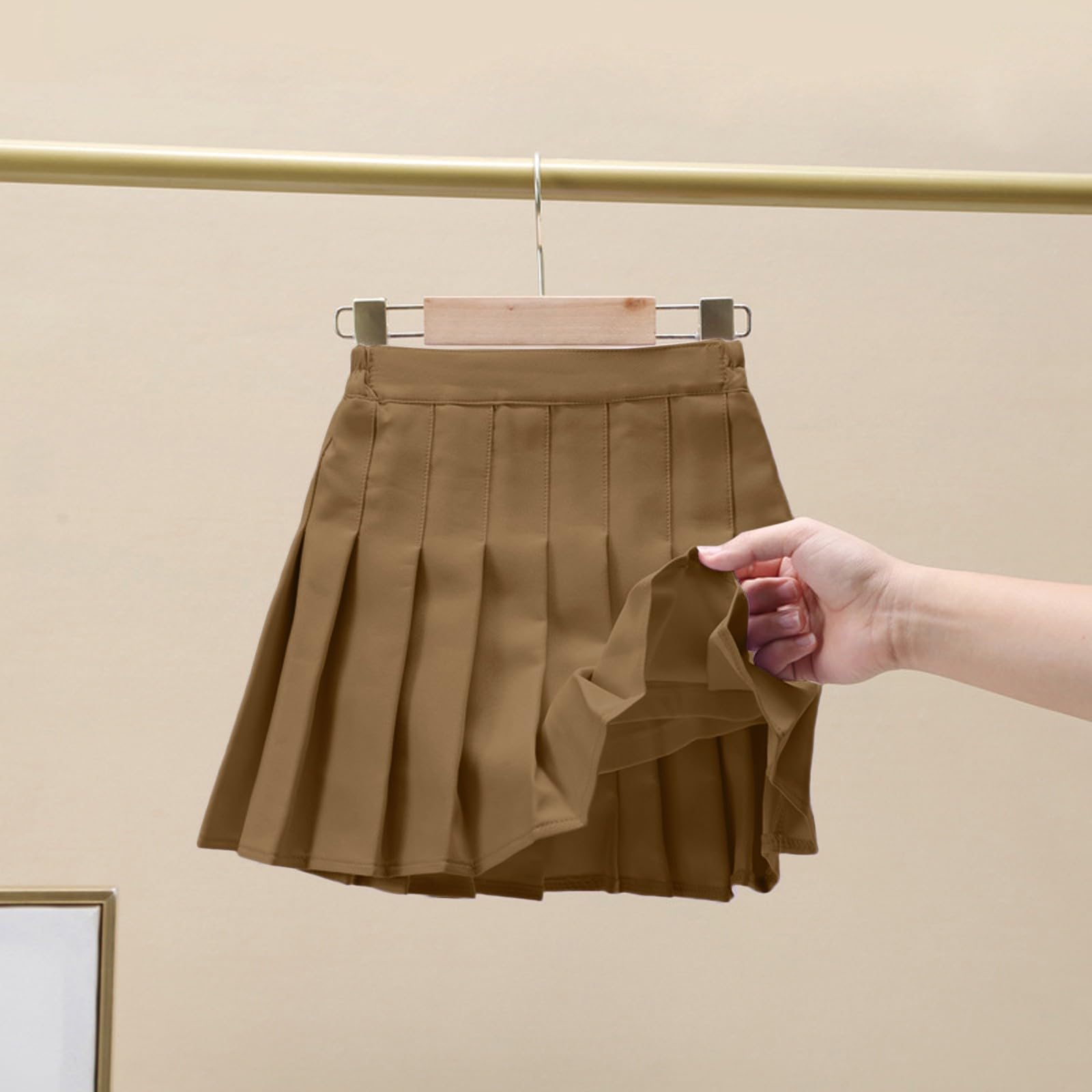Générique Filles été Mode Taille Tennis plissé Jupe Mince décontracté Mini Taille Jupe Mode Jupe Haute (Coffee, 9-10 Years)