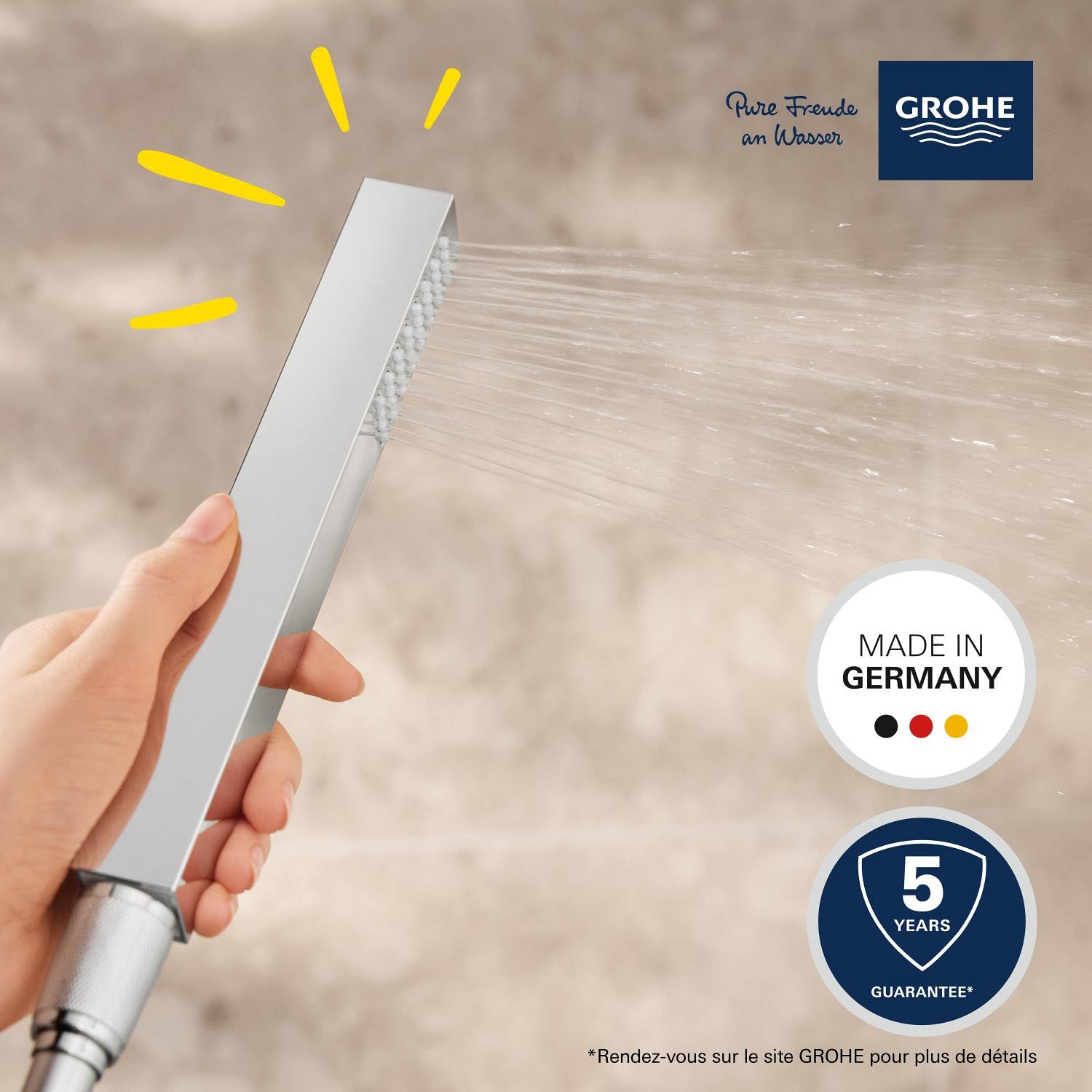 GROHE Vitalio Joy Cube Stick, Pommeau de Douche 1 jet (Pluie), Economie d'Eau, Chromé, 26392000 (Import Allemagne)