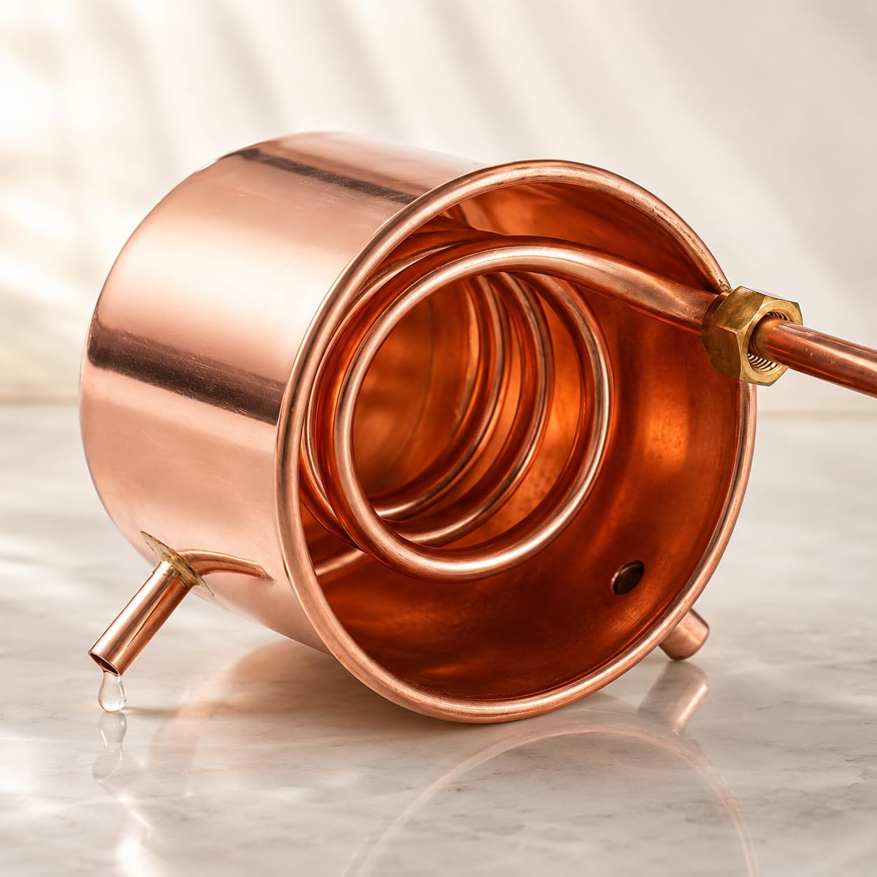 Kit de alambique de cobre de 2 litros con termómetro, destilador casero para whisky, Moonshine y aceites esenciales