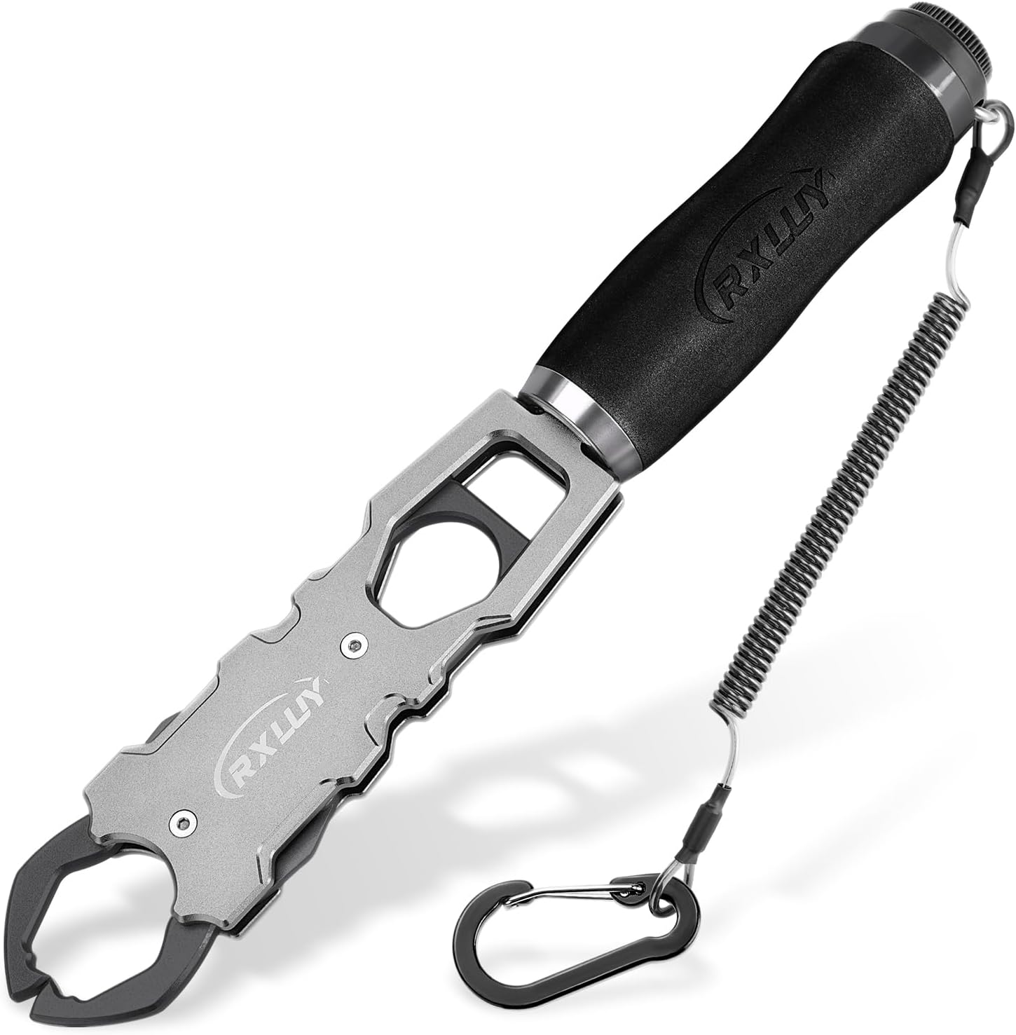 11.5" Fish Lip Gripper with Scale, Max 40lbs Scale, 360° Swivel Non-Slip Handle, Fish Grabber Control Tool for Safe, Hook Removal, Easy Catch & Release, Fishing Gifts for Men Women