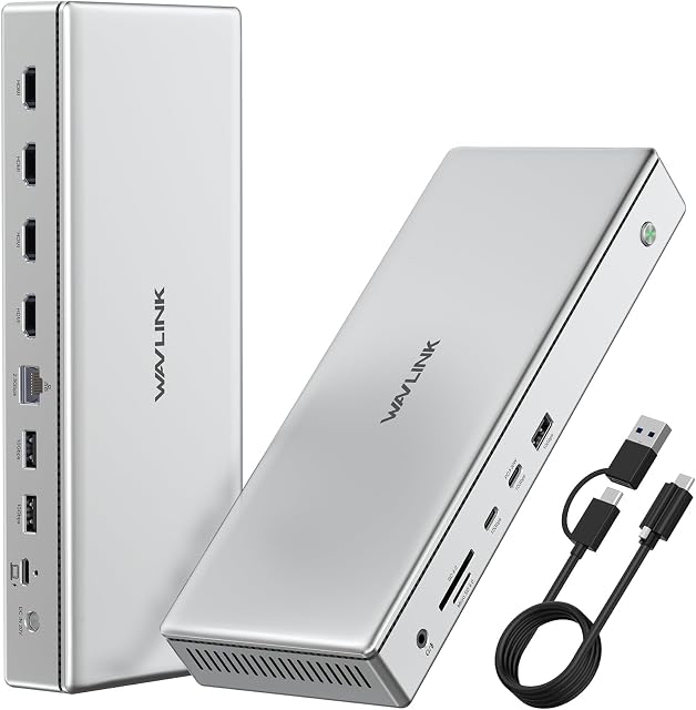 WAVLINK Pro DisplayLink Docking Station, Quad 4K HDMI Dock for Mac(M1-M5/Neo) & Windows Laptops, Up to 4 External Monitors, Powered by DL7400, PD 100W, 2.5Gb Ethernet, 10Gbps USB – Driver Required