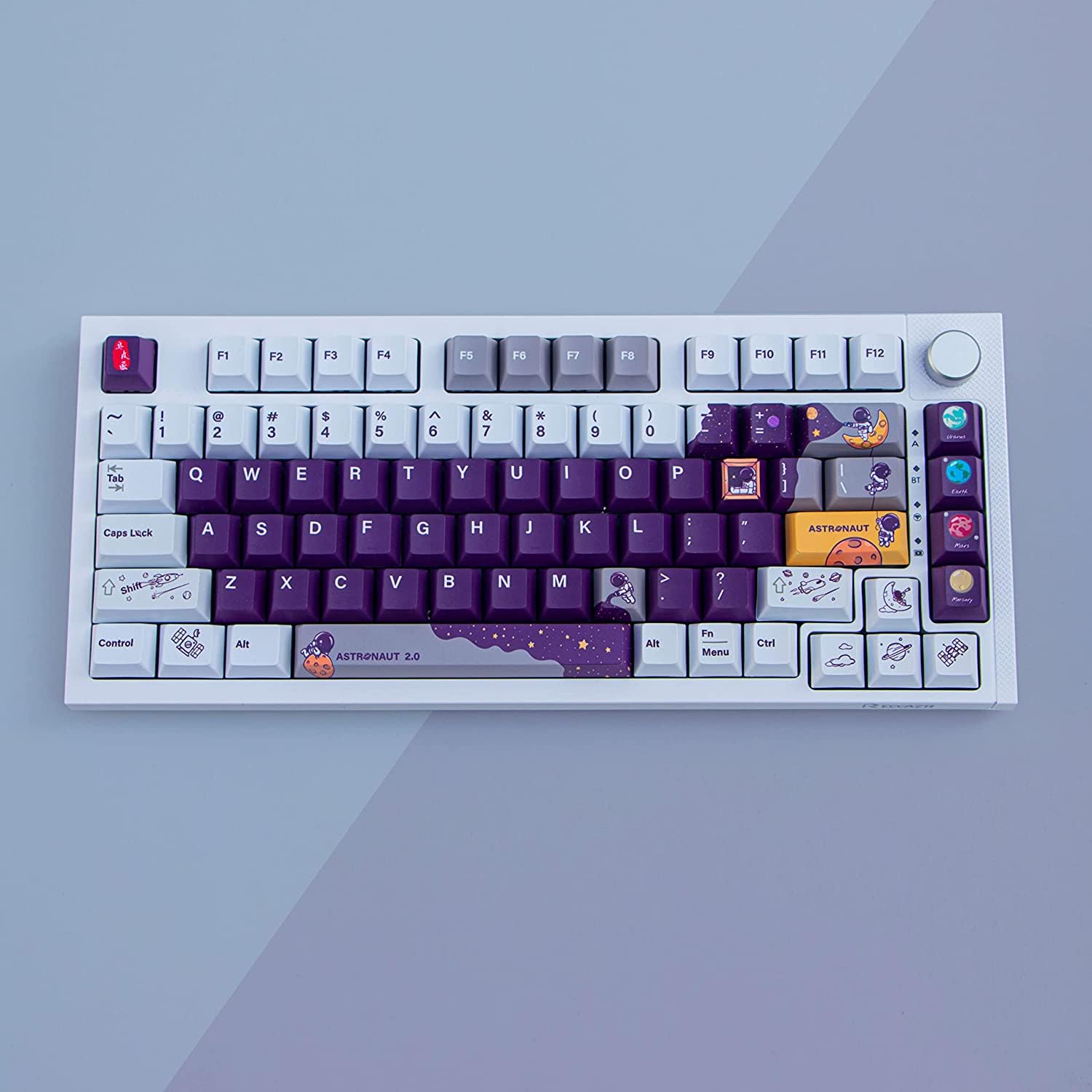 PBT Keycaps, 143 Keys Dye-Sublimation Cherry Profile Keycaps Purple Keycap Set with 7U Spacebar for ASIN Layout Cherry Gateron MX Switches Mechanical Keyboard