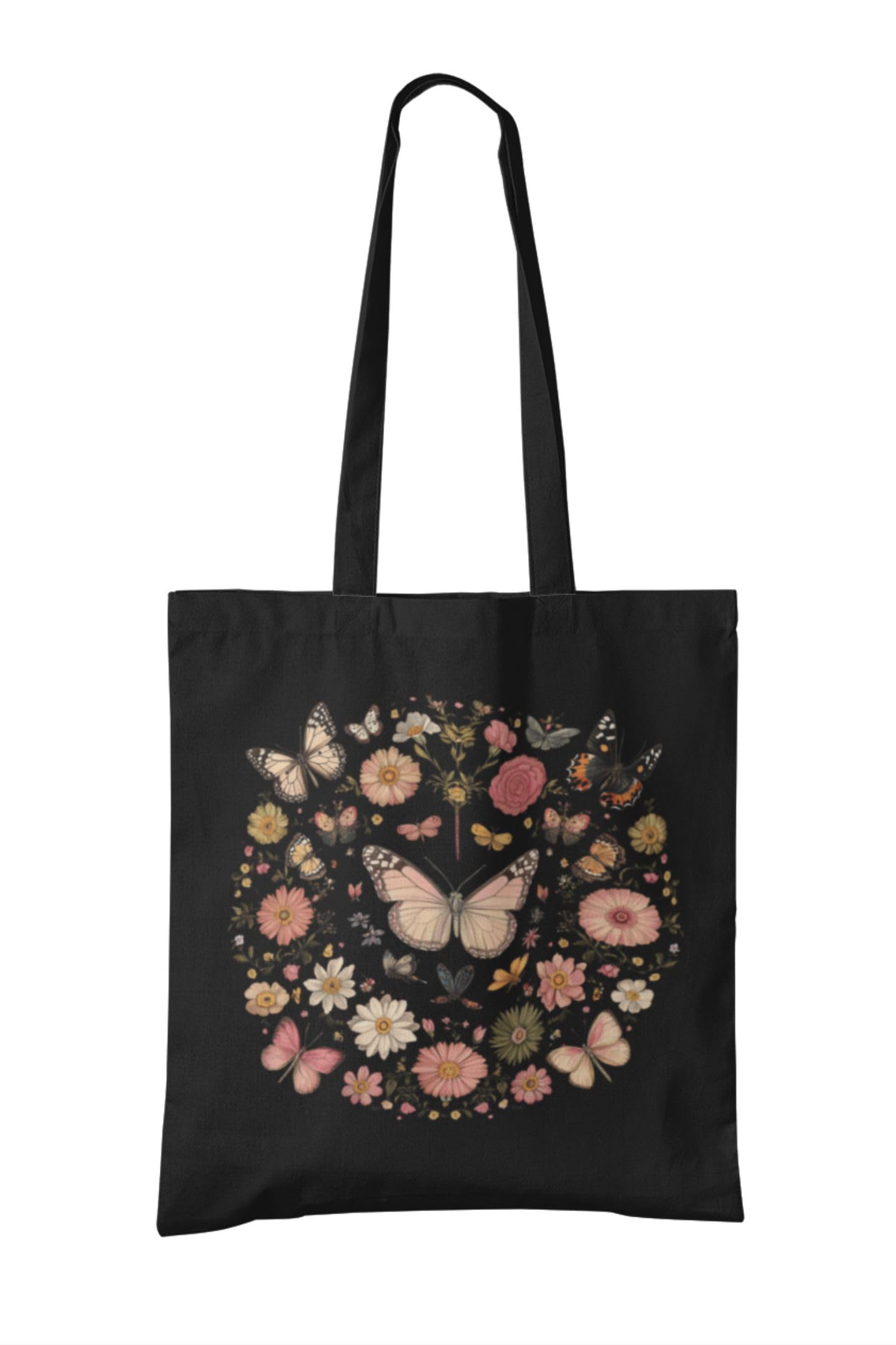 Canvas Cotton Tote Bag With Butterfly Design for Women Versatile Shopping Office & Travel