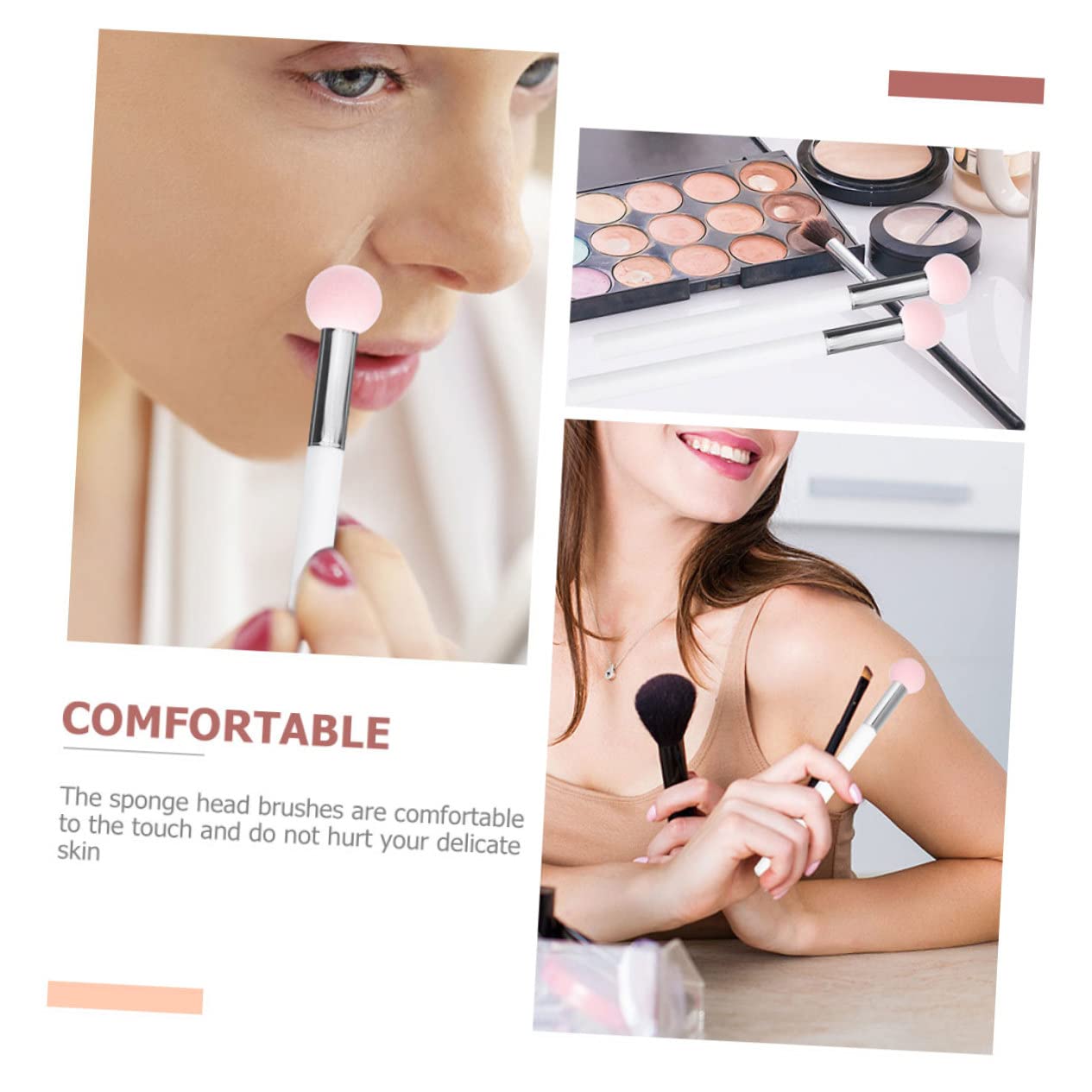POPETPOP 24pezzi Pennelli Correttori e Spugnette Per Trucco Testa Spugna Per Fondotinta e e Strumenti Cosmetici Professionali Per Make-up e Applicazione Di Polvere