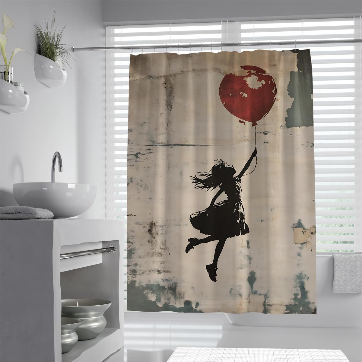 Cortina Ducha niña con Globo Deco baño W150xL200 cm