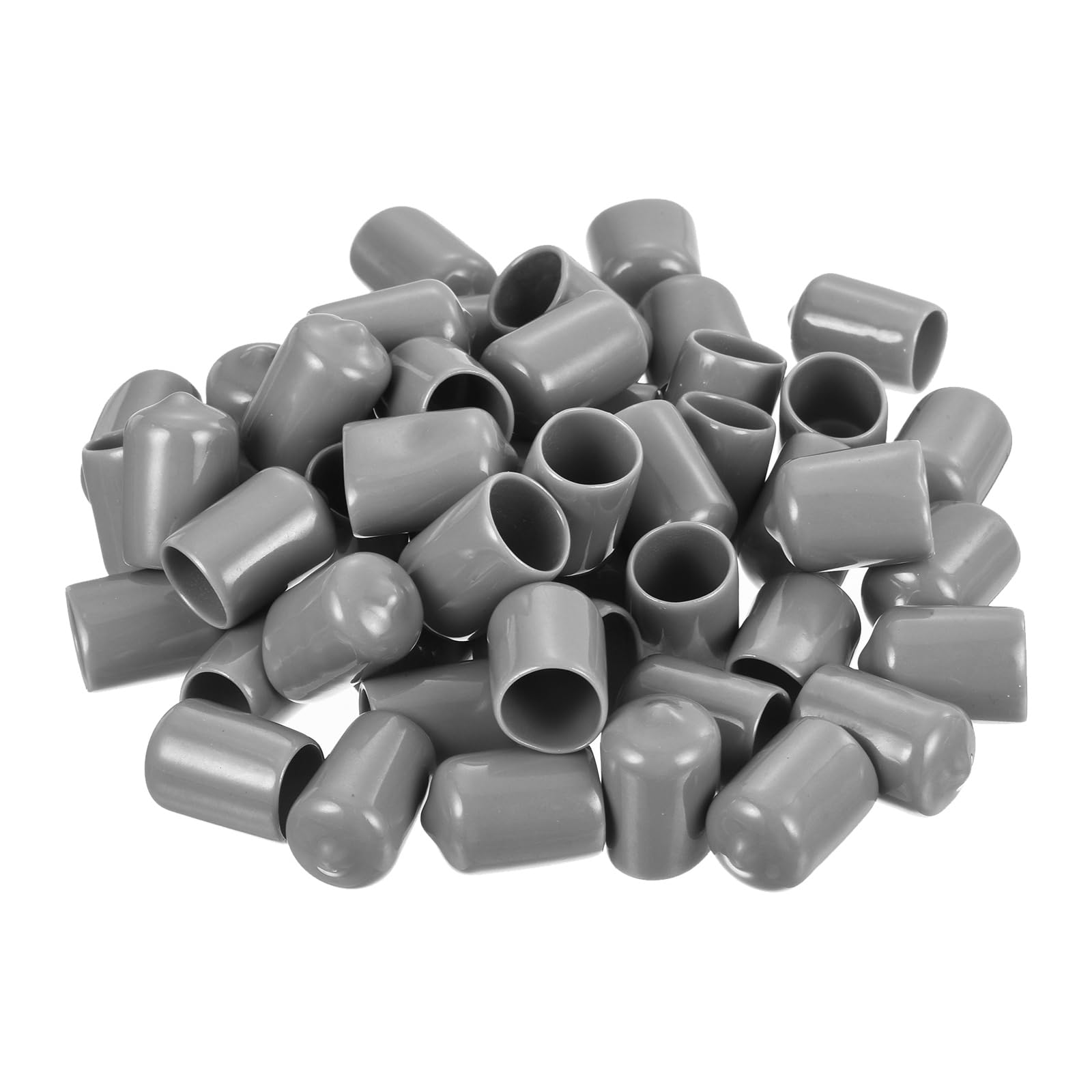 uxcell 100pcs Rubber End Caps Protective Caps 14mm ID Vinyl PVC Round Tube Bolt Cap Cover Screw Thread Protectors Light Grey