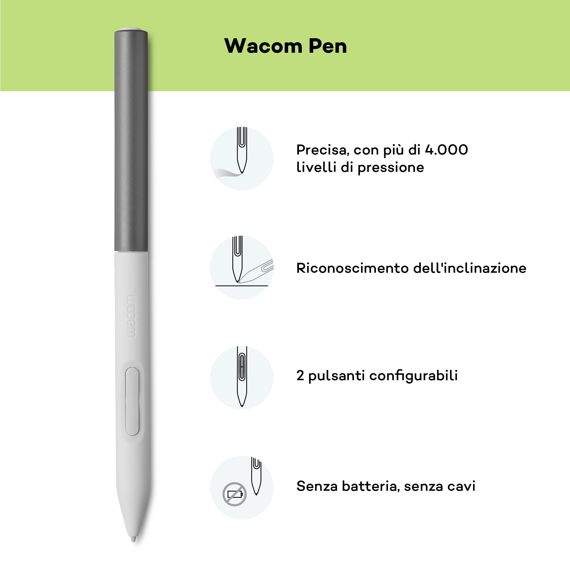 Tavoletta da disegno Wacom One 12 con schermo da 11,6", Full-HD 99% sRGB, inclusa penna EMR senza batteria, per Windows, Mac, Chromebook e Android. Ideale per creativi principianti