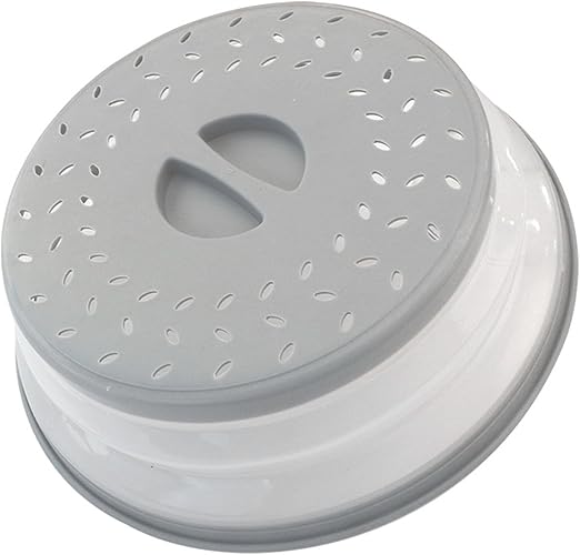 Collapsible Microwave Splatter Cover, 10.5 Inch, Microwave Plate Cover With Steam Vent (Light grey)