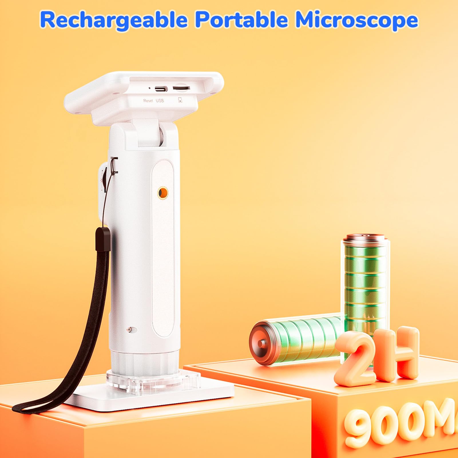 YWBL-WH Microscopio de Mano de 2,8 Pulgadas con Luz LED, Lupa Digital de Bolsillo para Joyeros, Vista para PC