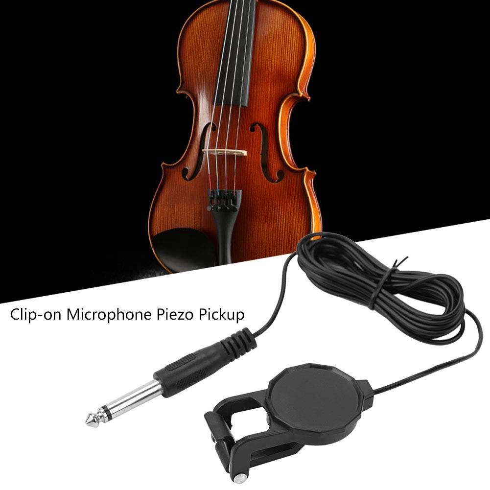 Alomejor Clip On mikrofon piezo pickup, 6,35 mm audio-piezo-stykowy odbiornik dźwięku do gitary akustycznej, skrzypiec