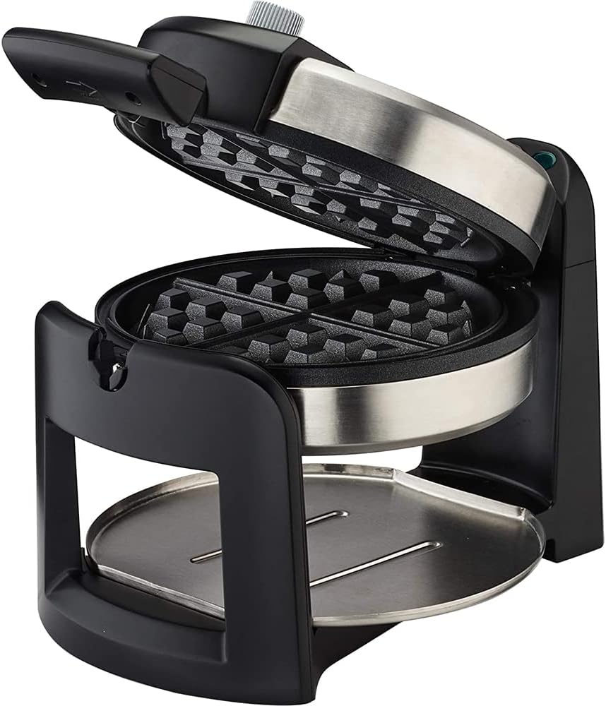 Cuisinart WAF-F30 Round Flip Belgian Waffle Maker Black/Stainless Bundle with 1 YR CPS Enhanced Protection Pack: Home & Kitchen